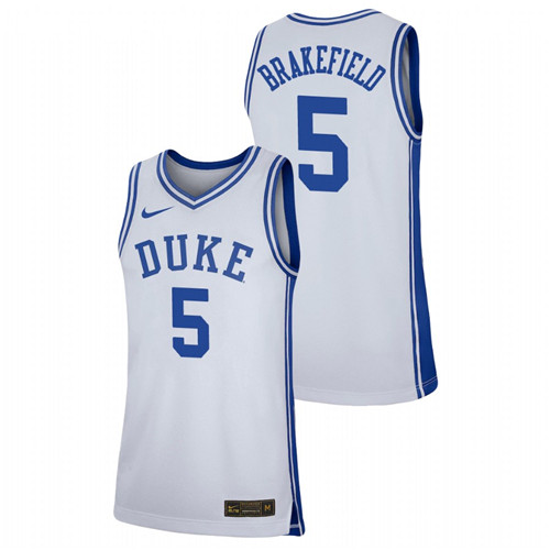 Men's Duke Blue Devils Jaemyn Brakefield Basketball Jersey White