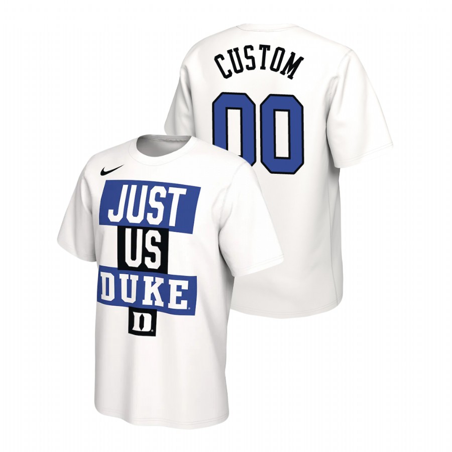 Men's Duke Blue Devils Just Us Bench Custom White T-Shirt