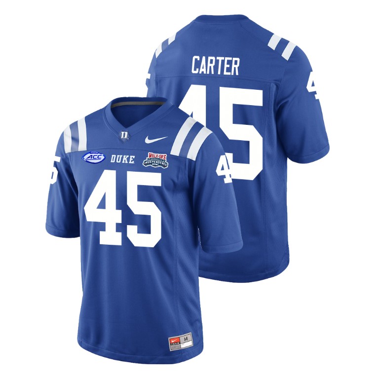 Men's Duke Blue Devils Royal 2018 Independence Bowl Griffin Carter College Football Jersey