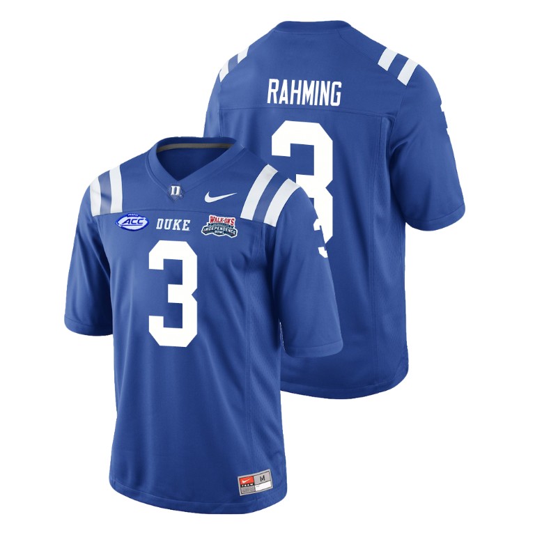 Men's Duke Blue Devils Royal 2018 Independence Bowl T.J. Rahming College Football Jersey