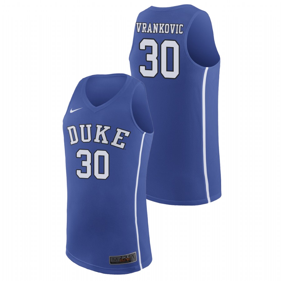 Men's Duke Blue Devils Royal Antonio Vrankovic College Basketball March Madness Jersey