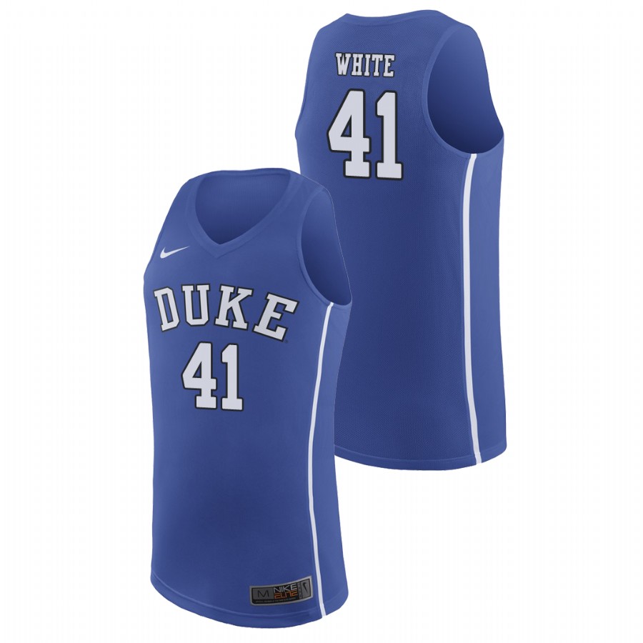 Men's Duke Blue Devils Royal Jack White College Basketball March Madness Jersey