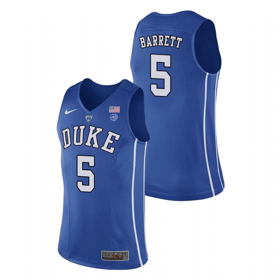 Men's Duke Blue Devils Royal RJ Barrett College Basketball Jersey