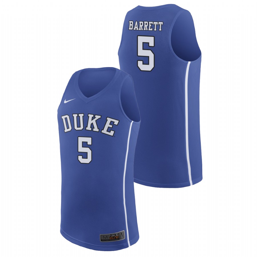 Men's Duke Blue Devils Royal RJ Barrett College Basketball March Madness Jersey