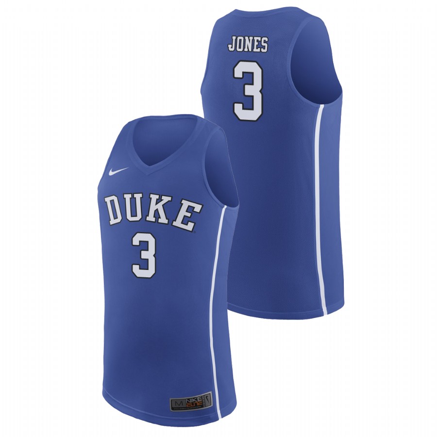 Men's Duke Blue Devils Royal Tre Jones College Basketball March Madness Jersey
