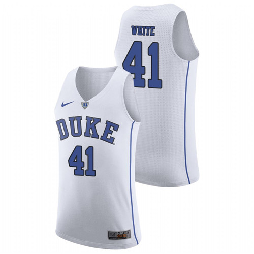 Men's Duke Blue Devils White Jack White College Basketball March Madness Jersey