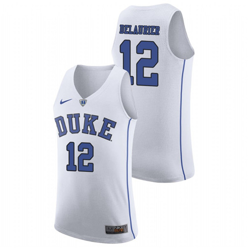 Men's Duke Blue Devils White Javin DeLaurier College Basketball March Madness Jersey