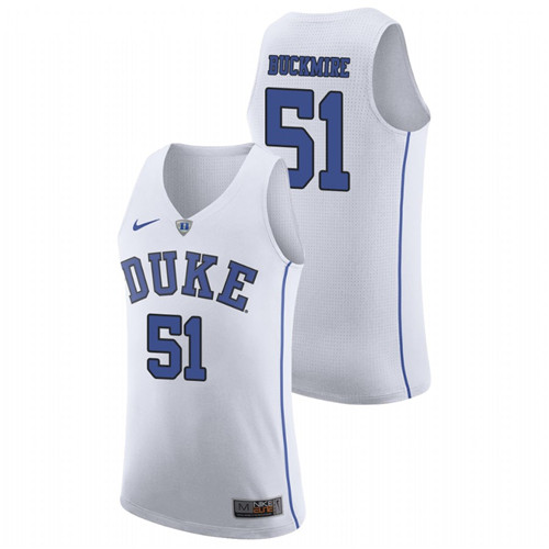 Men's Duke Blue Devils White Mike Buckmire College Basketball March Madness Jersey