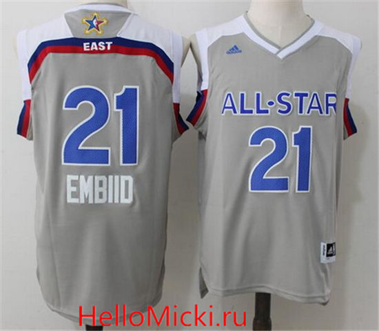 Men's Eastern Conference Philadelphia 76ers #21 Joel Embiid Adidas Gray 2017 NBA All-Star Game Swingman Jersey
