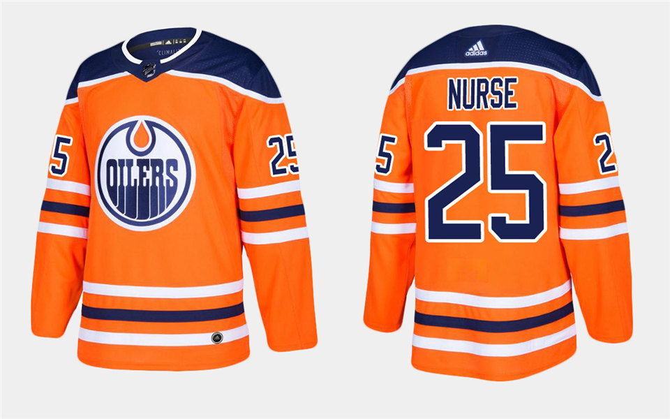 Men's Edmonton Oilers # 25 Darnell Nurse adidas Home Orange Jersey Stitched