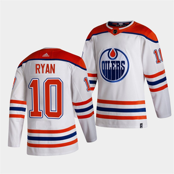 Men's Edmonton Oilers #10 Derek Ryan adidas White 2021 Reverse Retro Jersey Stitched