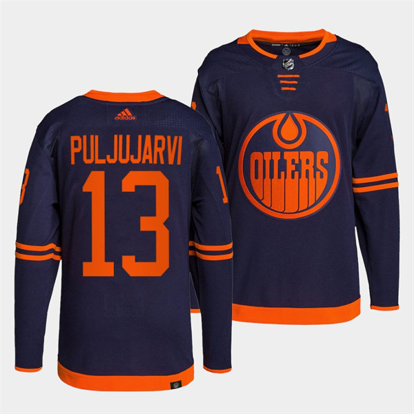 Men's Edmonton Oilers #13 Jesse Puljujarvi adidas Navy Alternate Jersey Stitched