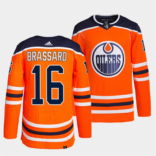 Men's Edmonton Oilers #16 Derick Brassard adidas Home Orange Jersey Stitched