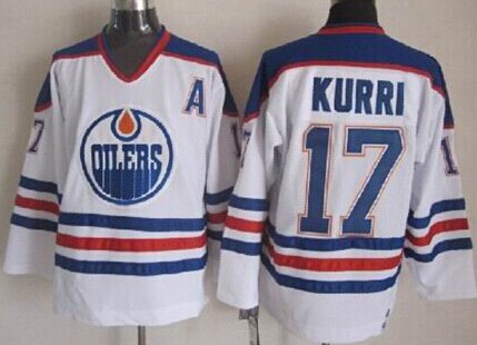 Men's Edmonton Oilers #17 Jari Kurri White Throwback CCM Jersey Stitched