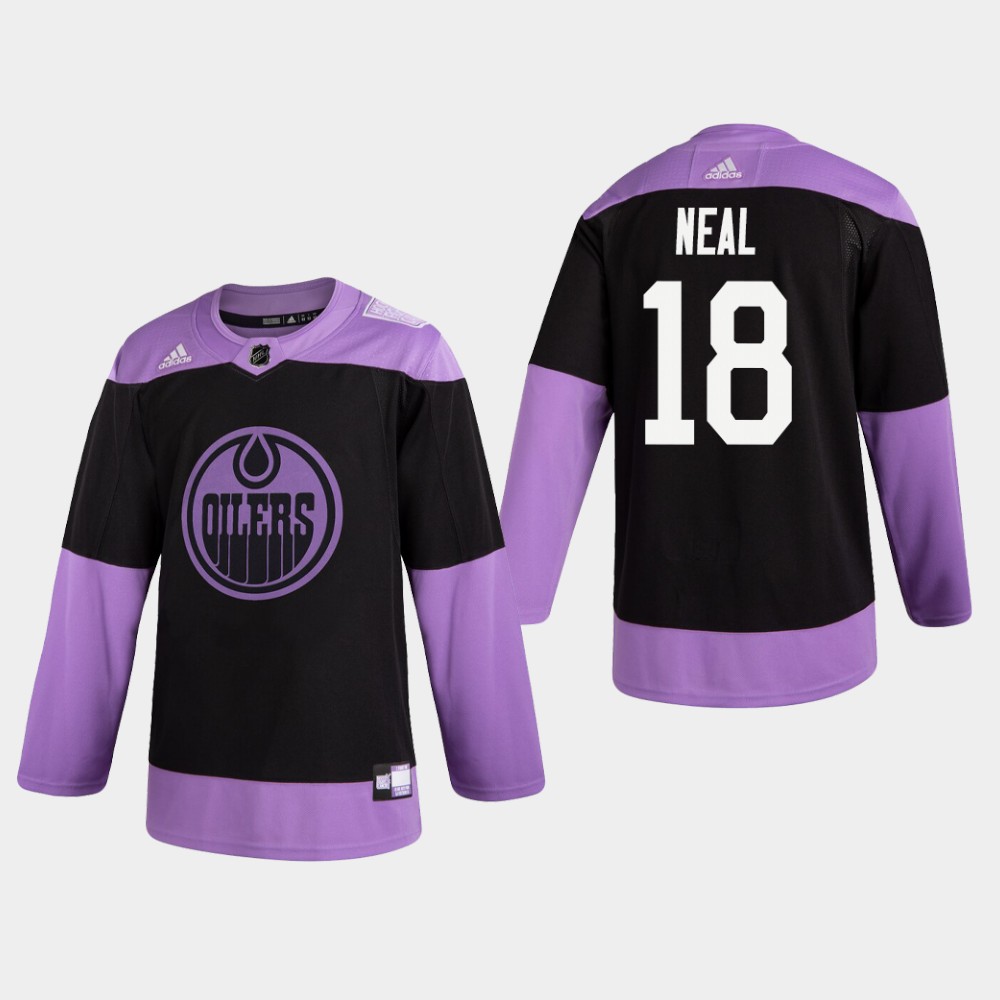 Men's Edmonton Oilers #18 James Neal Hockey Fights Cancer Practice Black Jersey Stitched