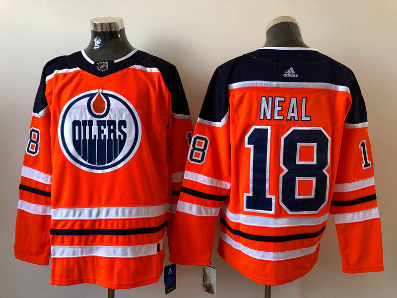 Men's Edmonton Oilers #18 James Neal adidas Home Orange Jersey Stitched1