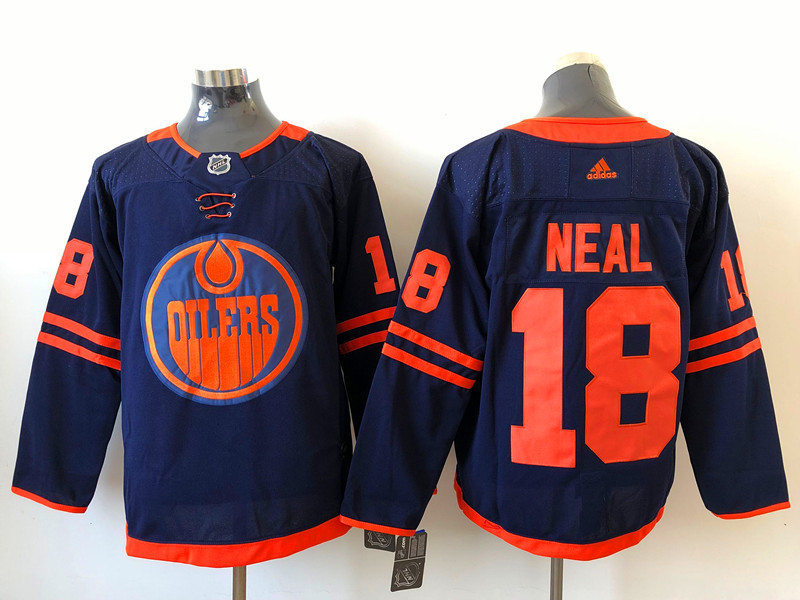 Men's Edmonton Oilers #18 James Neal adidas Navy Alternate Jersey Stitched