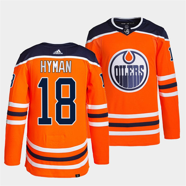 Men's Edmonton Oilers #18 Zach Hyman adidas Home Orange Jersey Stitched