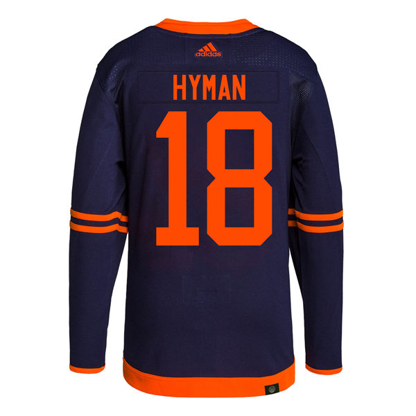 Men's Edmonton Oilers #18 Zach Hyman adidas Navy Alternate Player Jersey Stitched