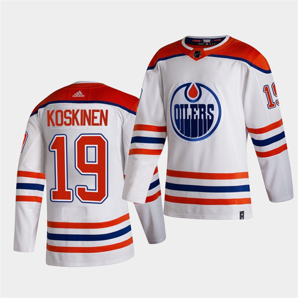 Men's Edmonton Oilers #19 Mikko Koskinen adidas White 2021 Reverse Retro Jersey Stitched