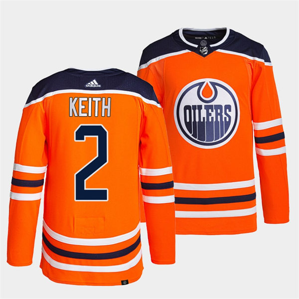 Men's Edmonton Oilers #2 Duncan Keith adidas Home Orange Jersey Stitched