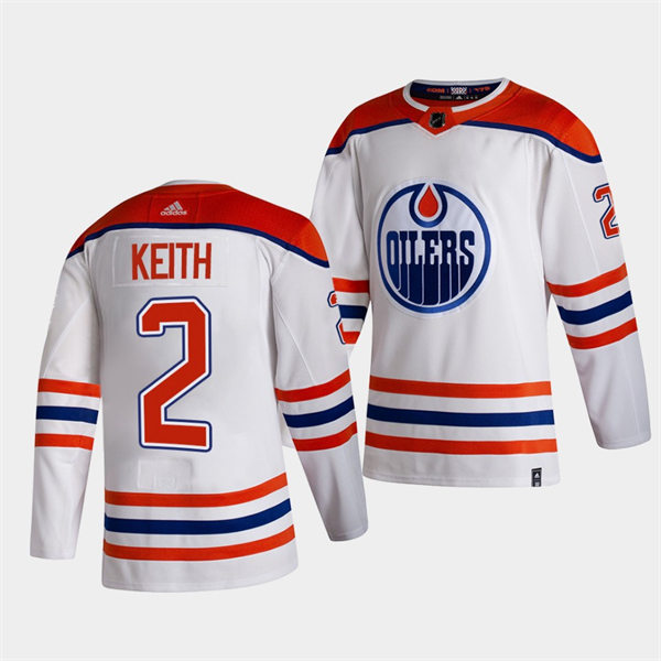 Men's Edmonton Oilers #2 Duncan Keith adidas White 2021 Reverse Retro Jersey Stitched