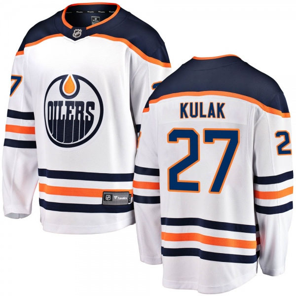 Men's Edmonton Oilers #27 Brett Kulak adidas Away White Jersey Stitched