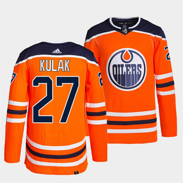 Men's Edmonton Oilers #27 Brett Kulak adidas Home Orange Jersey Stitched