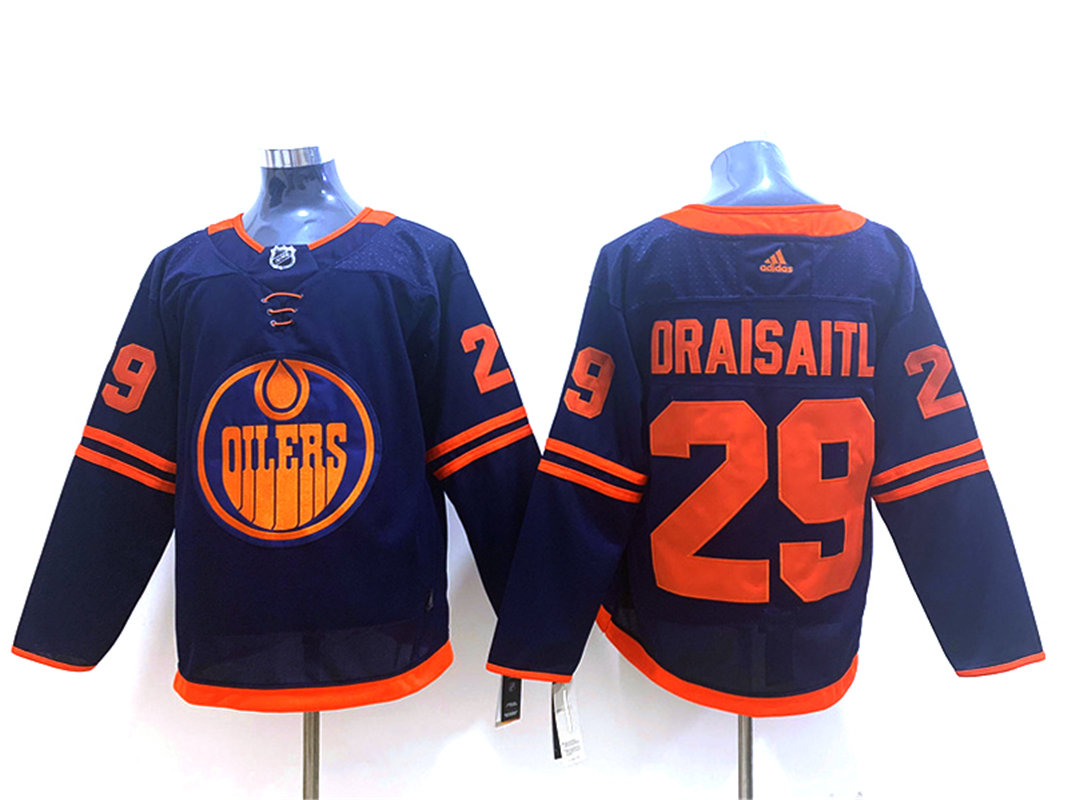 Men's Edmonton Oilers #29 Leon Draisaitl adidas Navy Alternate Jersey Stitched