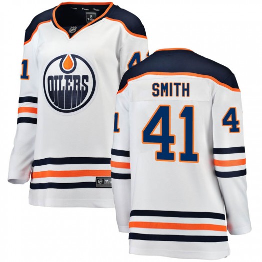 Men's Edmonton Oilers #41 Mike Smith adidas Away White Jersey Stitched