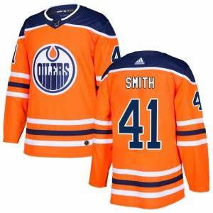 Men's Edmonton Oilers #41 Mike Smith adidas Home Orange Jersey Stitched