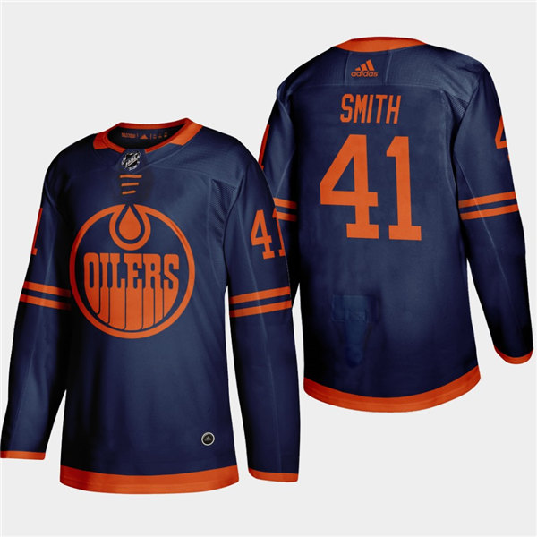 Men's Edmonton Oilers #41 Mike Smith adidas Navy Alternate Jersey Stitched
