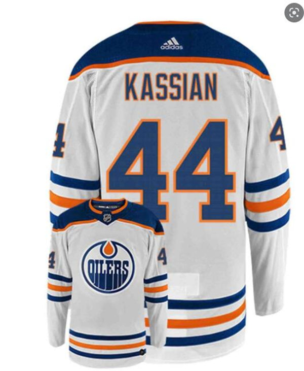 Men's Edmonton Oilers #44 Zack Kassian adidas Away White Jersey Stitched
