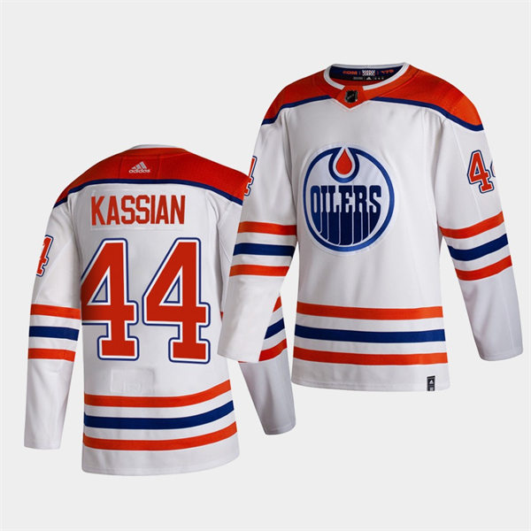 Men's Edmonton Oilers #44 Zack Kassian adidas White 2021 Reverse Retro Jersey Stitched