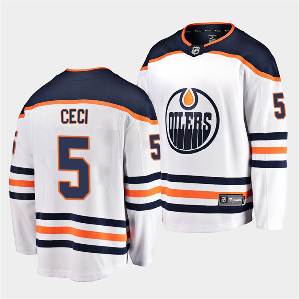 Men's Edmonton Oilers #5 Cody Ceci adidas Away White Jersey Stitched