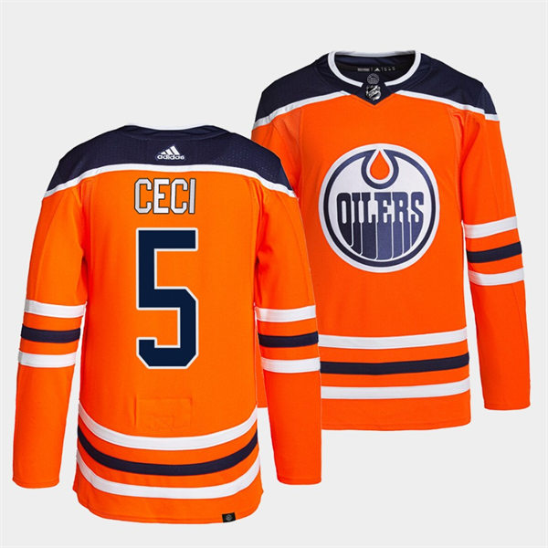 Men's Edmonton Oilers #5 Cody Ceci adidas Home Orange Jersey Stitched