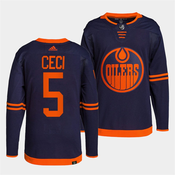 Men's Edmonton Oilers #5 Cody Ceci adidas Navy Alternate Jersey Stitched