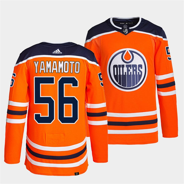 Men's Edmonton Oilers #56 Kailer Yamamoto adidas Home Orange Jersey Stitched