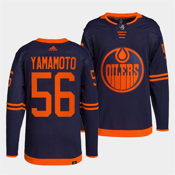 Men's Edmonton Oilers #56 Kailer Yamamoto adidas Navy Alternate Jersey Stitched