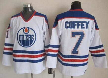 Men's Edmonton Oilers #7 Paul Coffey White Throwback CCM Jersey Stitched