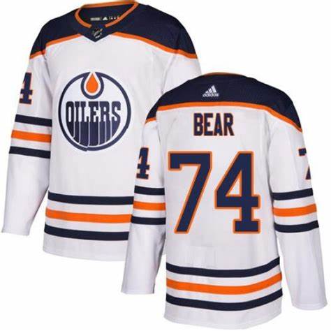 Men's Edmonton Oilers #74 Ethan Bear adidas Away White Jersey Stitched