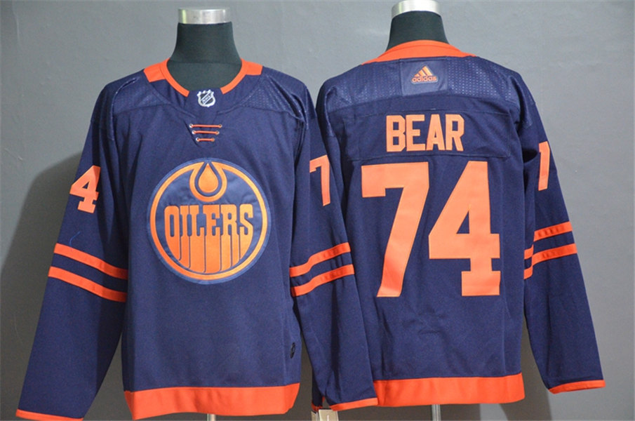 Men's Edmonton Oilers #74 Ethan Bear adidas Navy Alternate Jersey Stitched