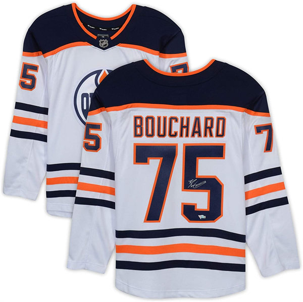Men's Edmonton Oilers #75 Evan Bouchard adidas Away White Jersey Stitched