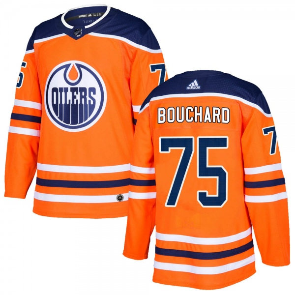 Men's Edmonton Oilers #75 Evan Bouchard adidas Home Orange Jersey Stitched