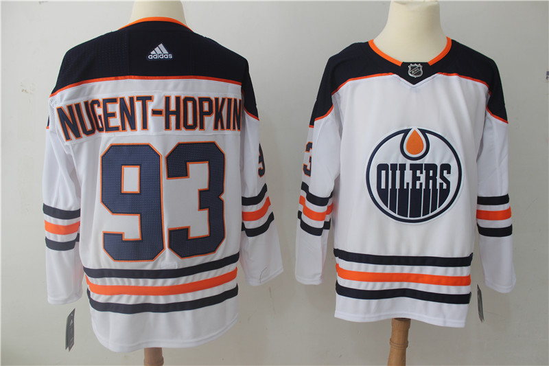Men's Edmonton Oilers #93 Ryan Nugent-Hopkins adidas Away White Jersey Stitched