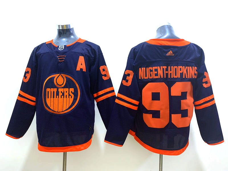 Men's Edmonton Oilers #93 Ryan Nugent-Hopkinsadidas Navy Alternate Jersey Stitched