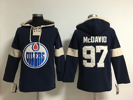 Men's Edmonton Oilers #97 Connor McDavid Old Time Hockey 2014 Navy Blue Hoodie Stitched