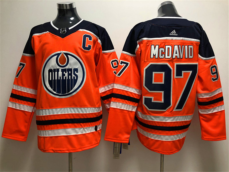 Men's Edmonton Oilers #97 Connor McDavid adidas Home Orange Jersey Stitched