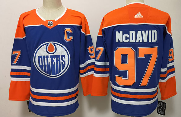 Men's Edmonton Oilers #97 Connor McDavid adidas Royal Alternate Jersey Stitched
