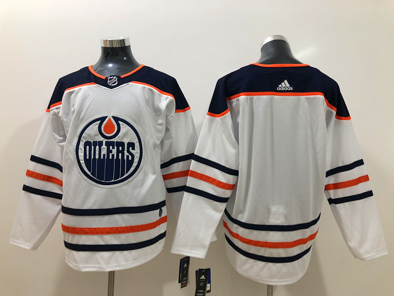 Men's Edmonton Oilers Blank adidas Away White Jersey Stitched